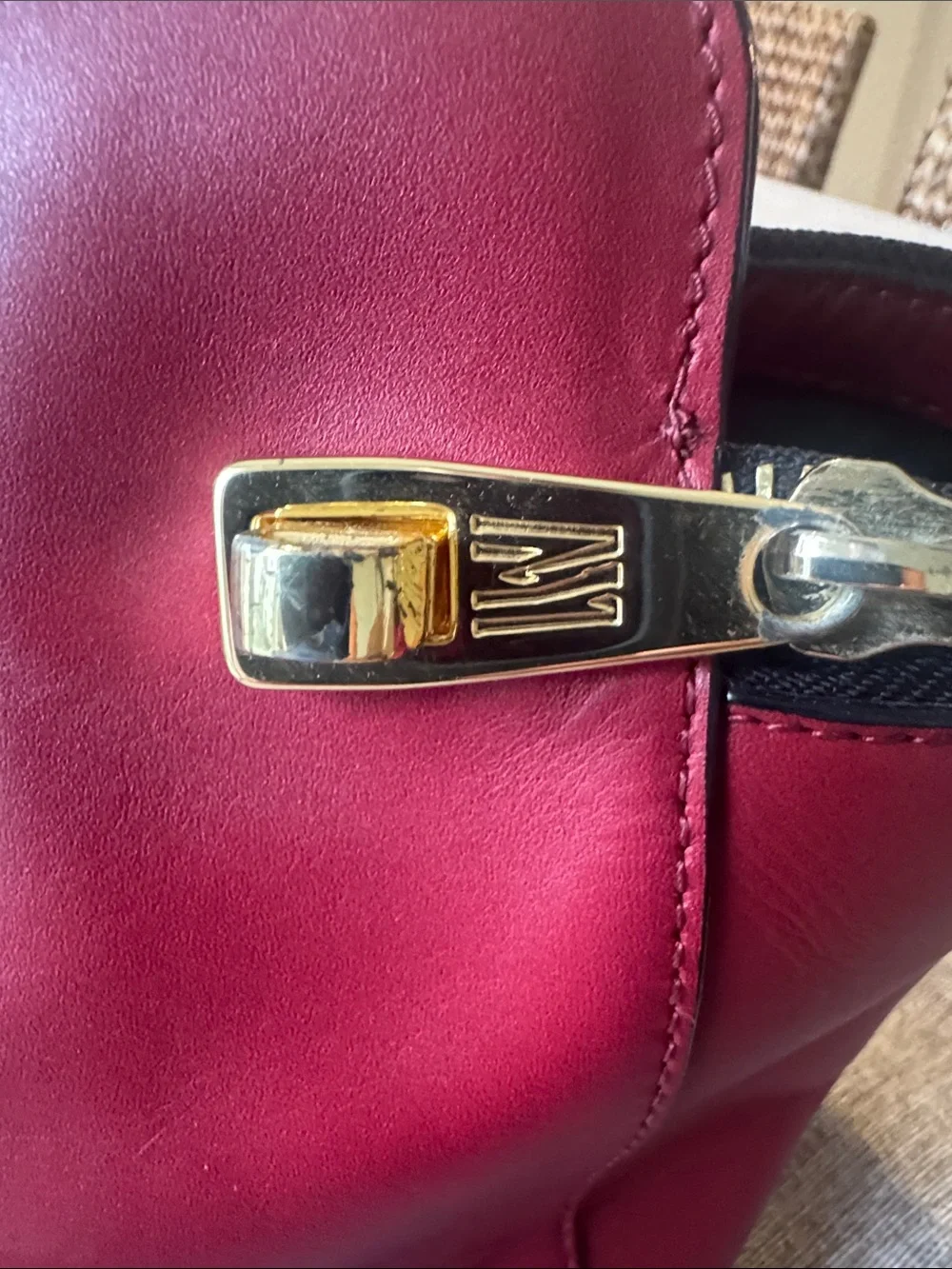 ANTONIO MELANI Red Leather Clutch with Gold Hardware